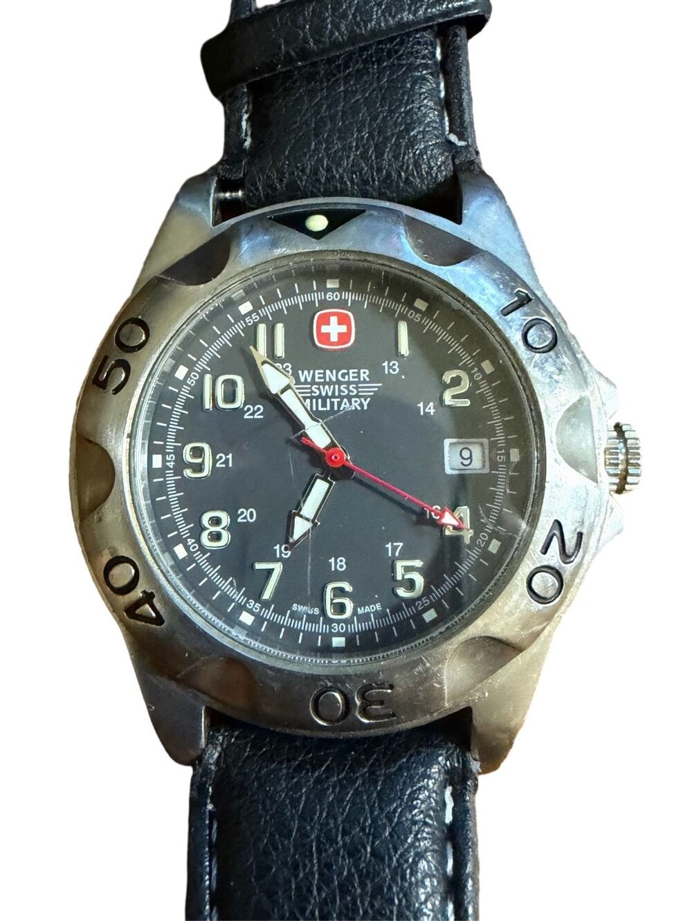 Wenger Swiss Military Diver Watch 200M Black Dial Quartz Date